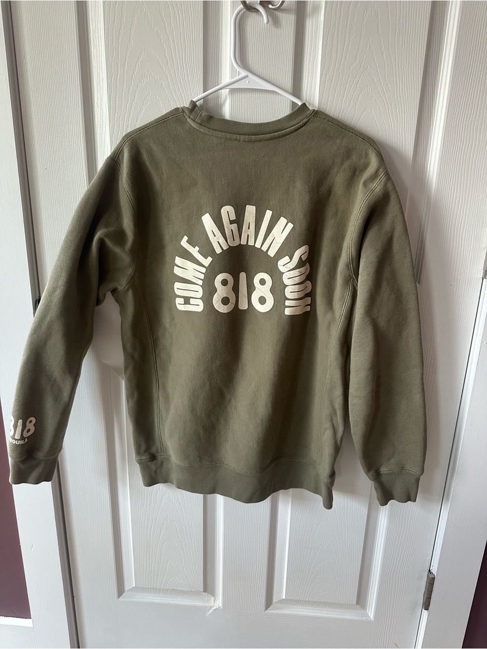 818 Tequila 'Come Again Soon' Oversize Olive Crewneck Sweatshirt